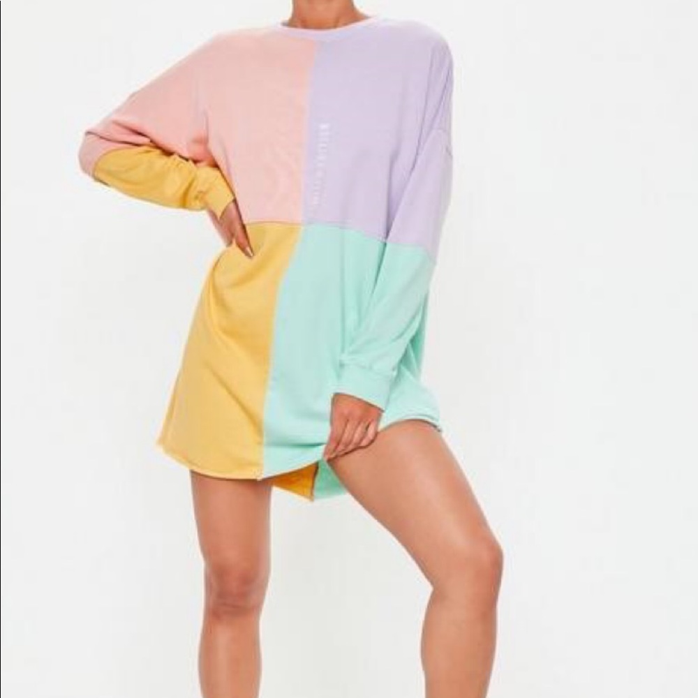 Color Block Long Sleeve Sweater Dress
